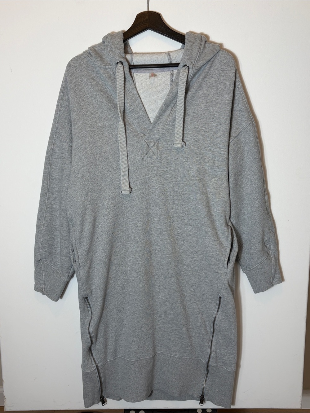 FP Movement Free People Gray Hooded Sweatshirt Dress Side Zip XS